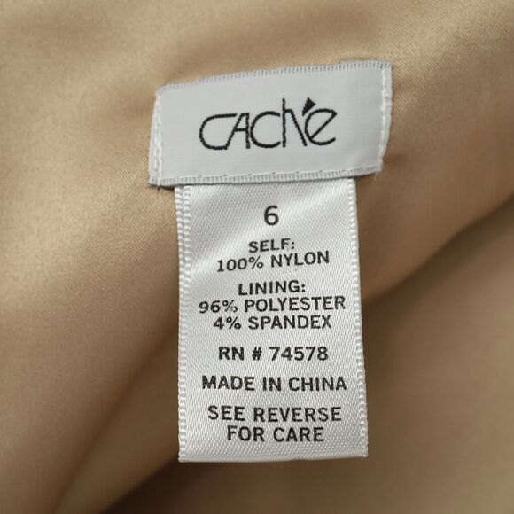 Cache Skirt Womens 6 Black Lace Beige Lining Pencil Short Back Zip Formal - Picture 3 of 10